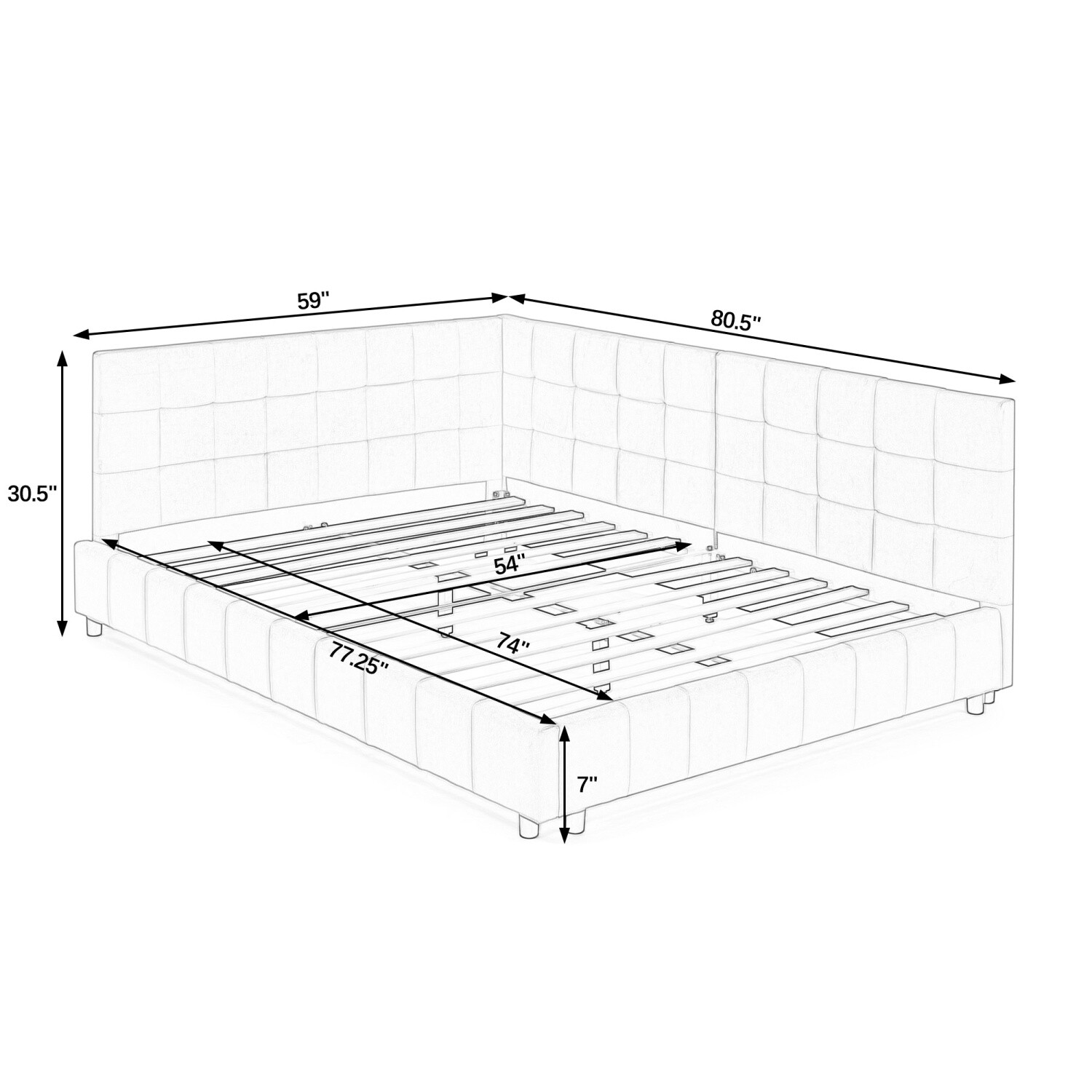 Full Size Daybed Upholstered Bed Frame Sofa Bed for Bedroom Multiple Colors