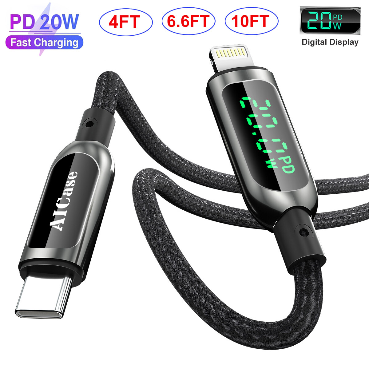 20W LED USB-C to 8 Pin PD Fast Charging Cable Cord For iPhone 14 13 12 11 XR XS