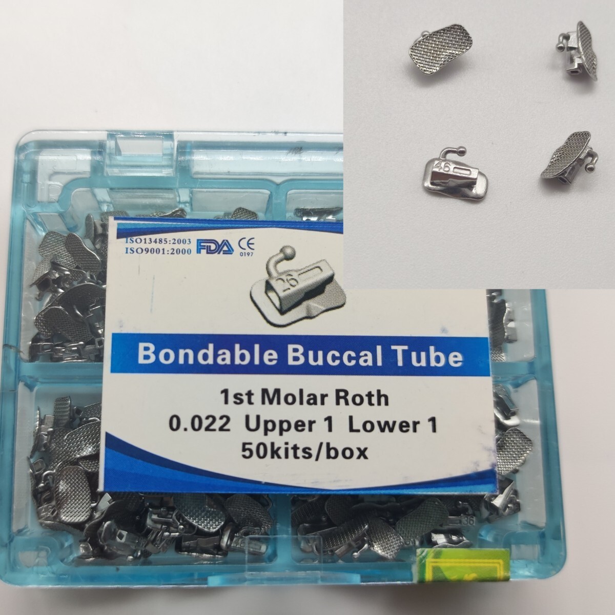 50Sets/Box Dental Buccal Tubes Non-cov Mesh Base With Mark 022 Roth/MBT Bondable