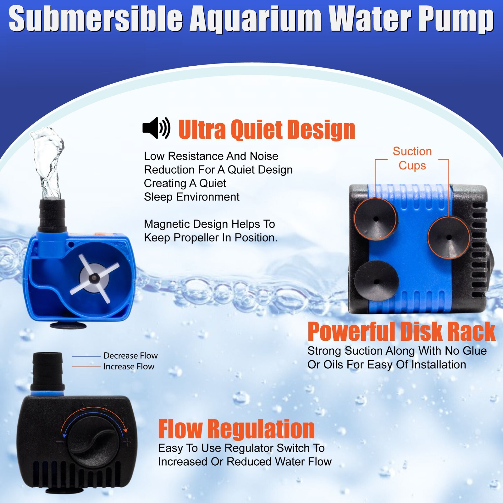 90 GPH Adjustable Submersible Powerhead Water Pump 2pc.