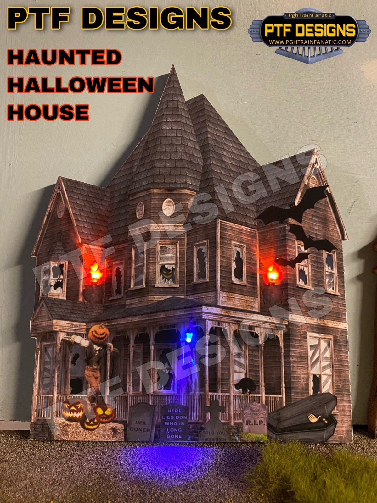O Scale 🎃 “HAUNTED HALLOWEEN HOUSE ” 👻 BUILDING FLAT W/LEDs MTH LIONEL