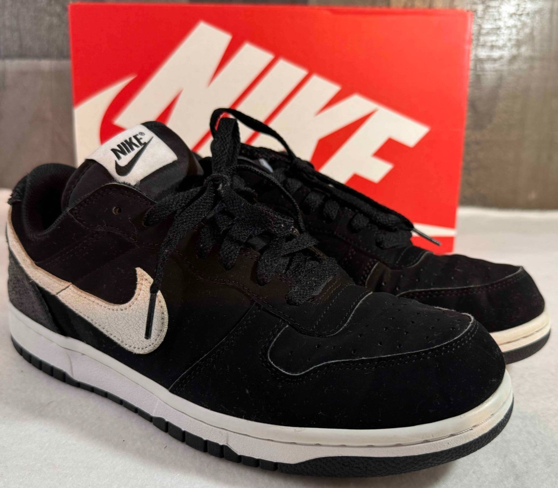 Nike Big Nike Low Lux 854160-005 Mens 10 Black White Leather Sneakers