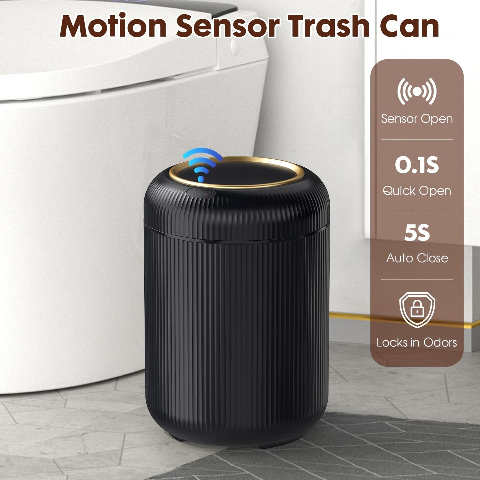 Procade 3 Gallon Automatic Touchless Motion Sensor Bathroom Trash Can Bin