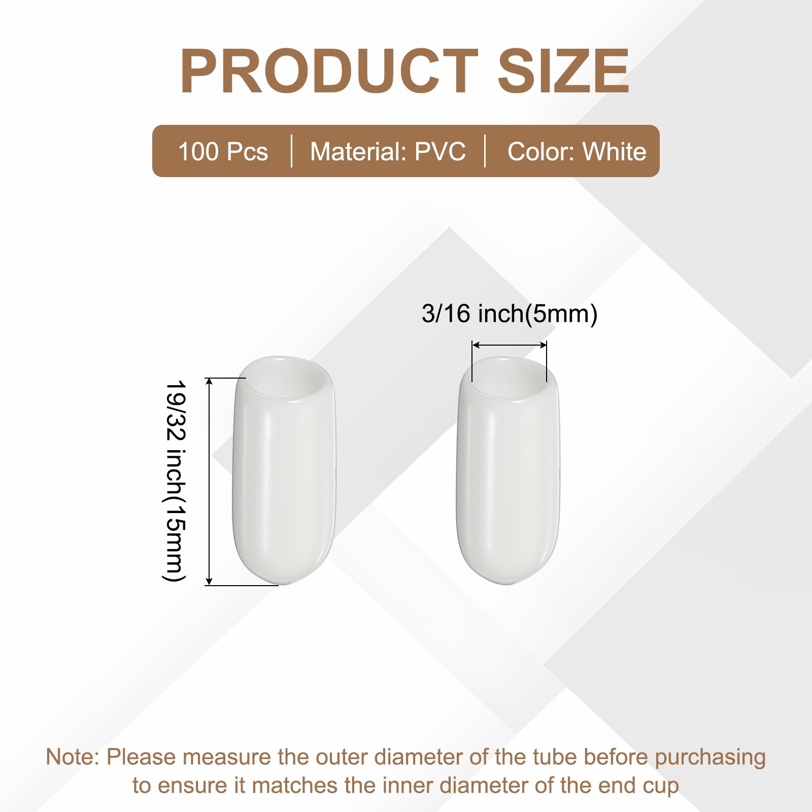 100pcs Pegboard Hook Tip Protector Rubber End Caps Inner Dia 5mm White