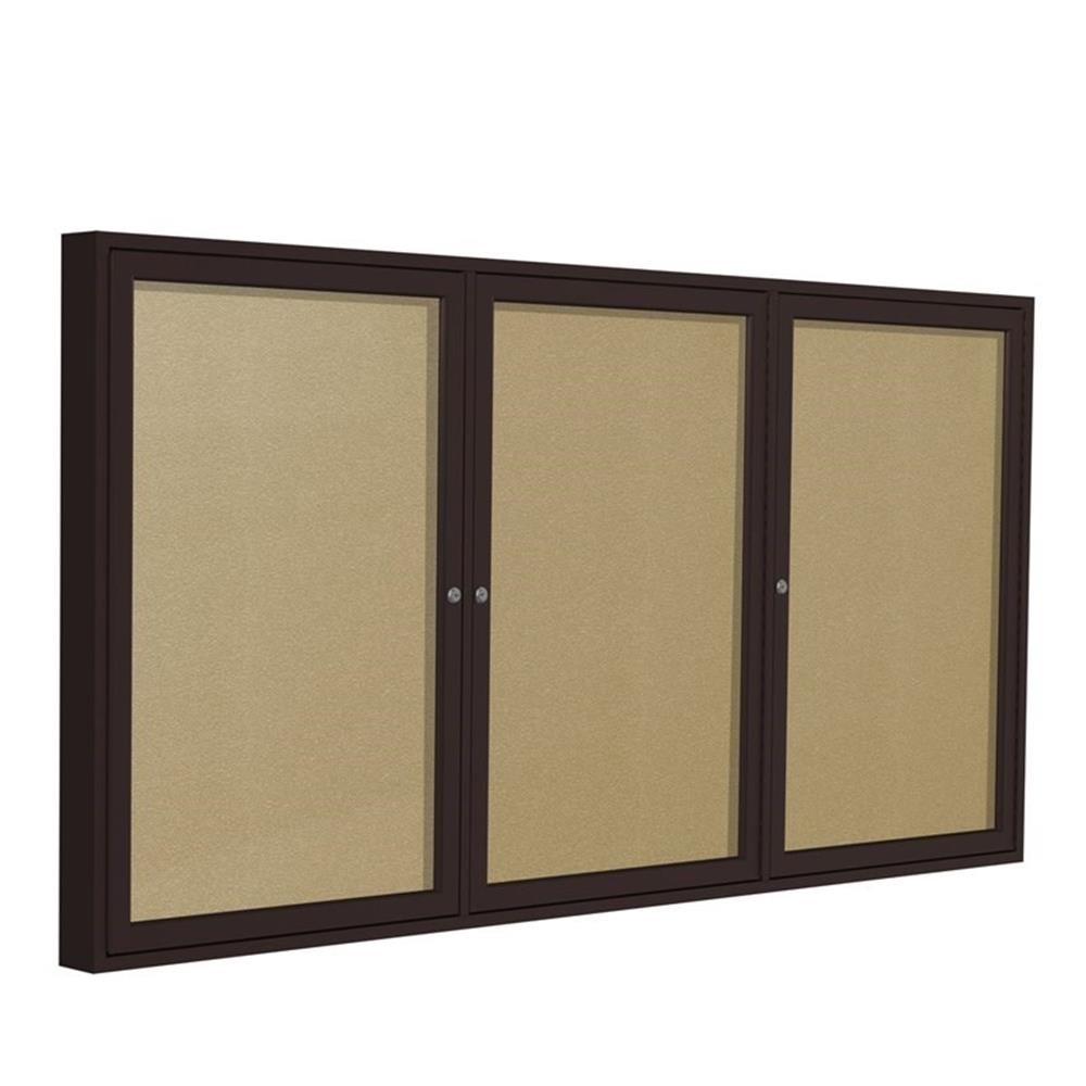Ghent's Vinyl 48" x 96" 3 Door Enclosed Bulletin Board in Caramel