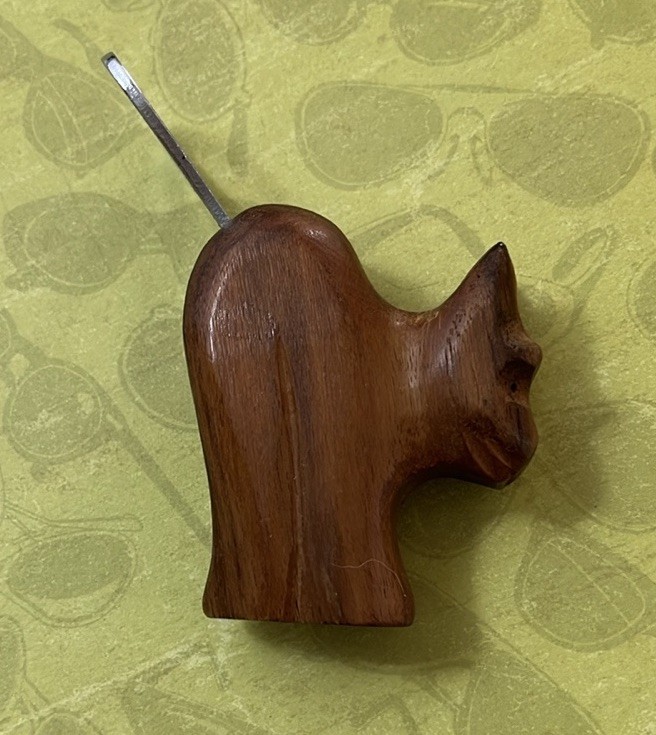 Vintage Wooden Hand Carved Animal Cat Beer Bottle Opener