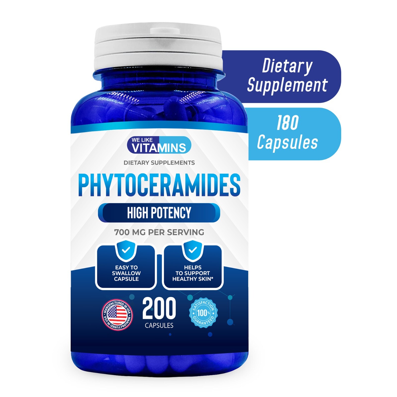 Phytoceramides 700mg - 200 Capsules - Best Value We Like Vitamins