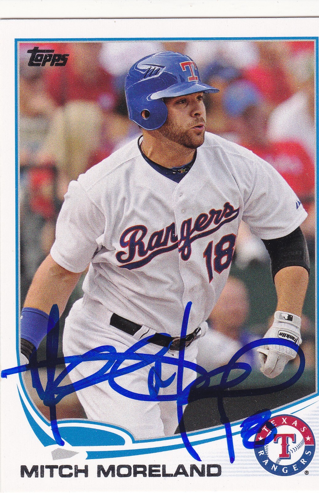 MITCH MORELAND TEXAS RANGERS SIGNED TOPPS CARD BOSTON RED SOX PADRES OAKLAND A'S