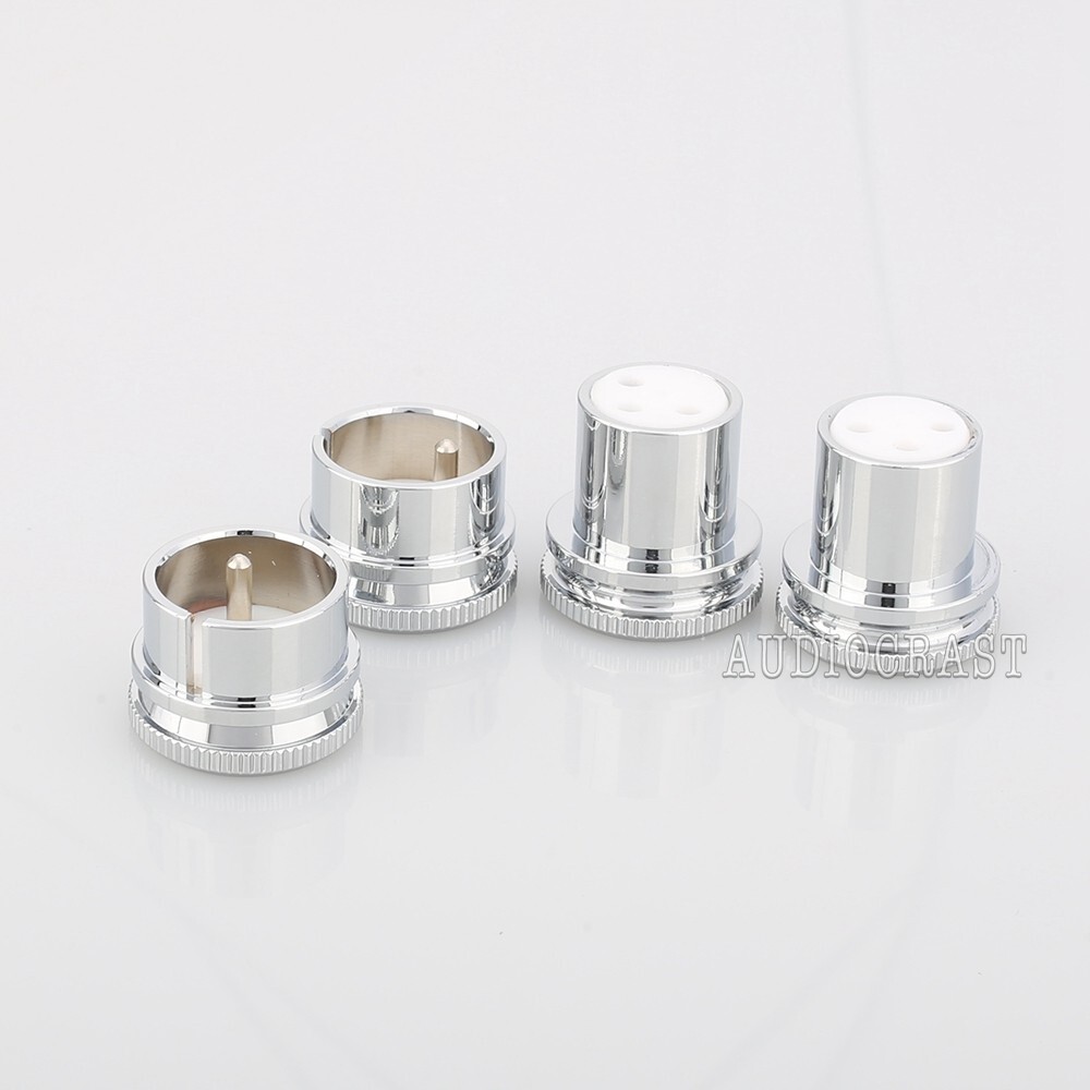 2Pairs Male + Female XLR Plug Caps Hi End Noise Stopper Chrome Plated Copper