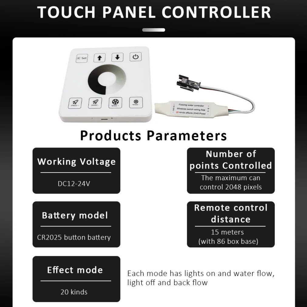 8Keys WS2811 Running Water Led COB Strip Touch Panel Remote Controller Splitter
