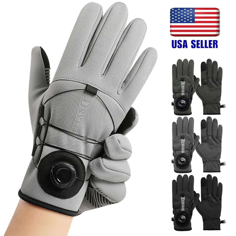 Men's Winter Fleece Thermal Waterproof Skiing Driving Gloves Ajustable tightness