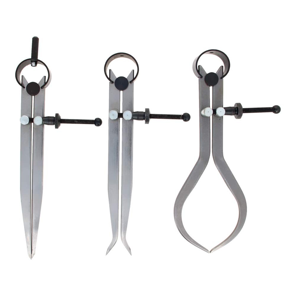 3 PCS 6 Inch Quick Adjust Spring Inside Outside Divider Caliper Carbon Steel