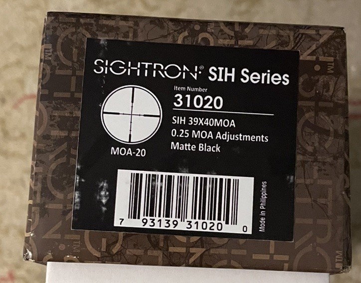 Sightron SIH 39x40MOA Matte Black 31020 New Open Box