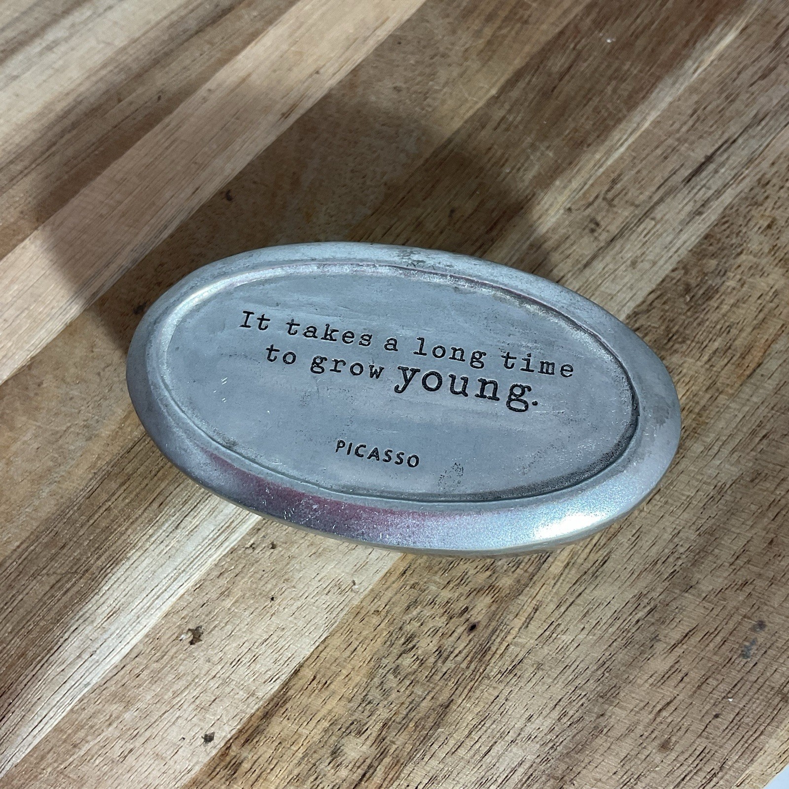 Hallmark Metal Trinket Box Picasso Quote 3.5” X 2” X 1” (AA)