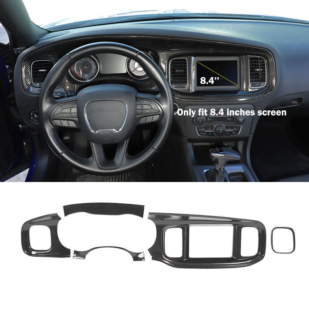 Carbon Fiber Central Console Dashboard Panel Cover Trim for Dodge Charger 2015+