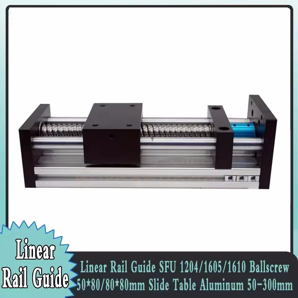 Linear Rail Guide SFU1204/1605/1610 Ballscrew 50*80/80*80mm Slide Table 50-300mm