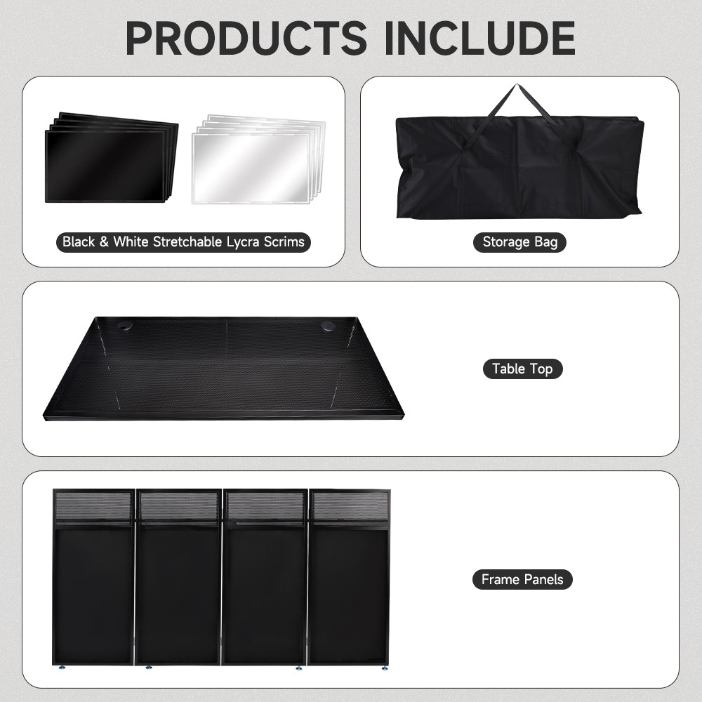 Portable DJ Facade Table Station 45"*42" Event Booth Facade Metal Foldable Frame