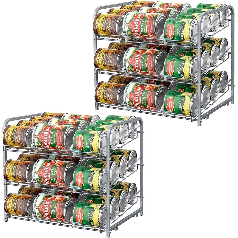 2 Packs Can Storage Organizer Rack Stacking Can Dispensers Holds up to 36 Cans