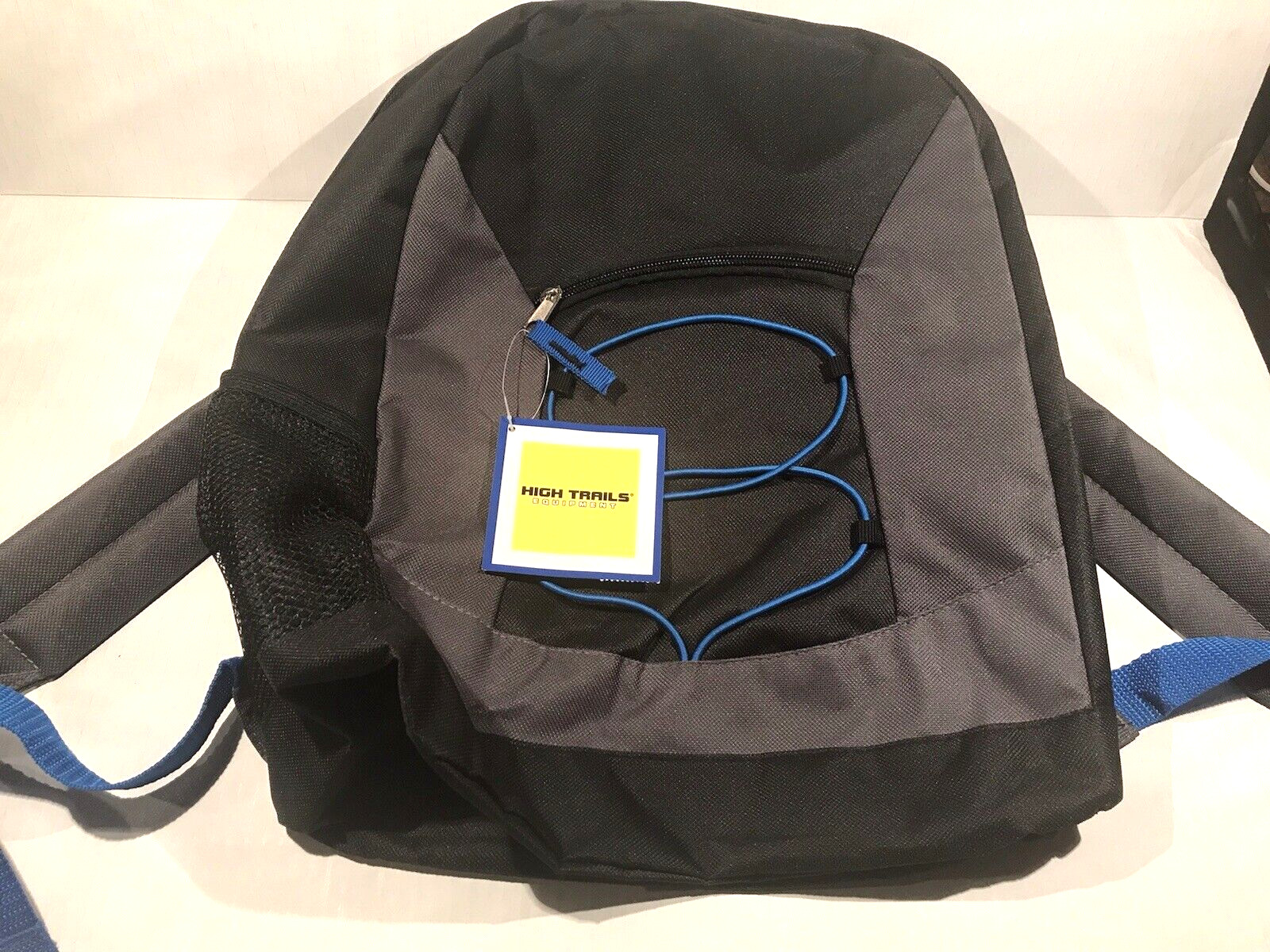 Backpack Black &Blue 18"H X 13"W Padded StrapsHigh Trails Equipment Bungee Front