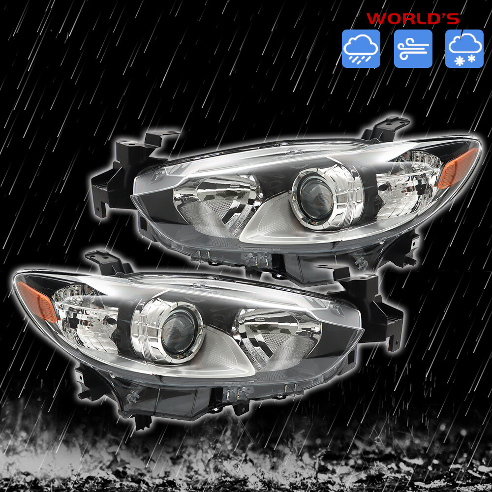 Right+Left Headlight For Mazda 6 2014 15 16 2017 Black Housing Projector Halogen