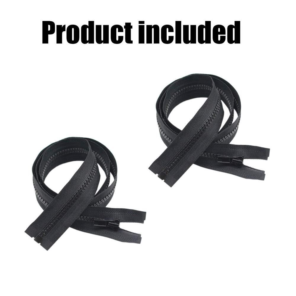 2PCS #5 36 Inch Separating Jacket Zippers Black Molded Plastic Sewing