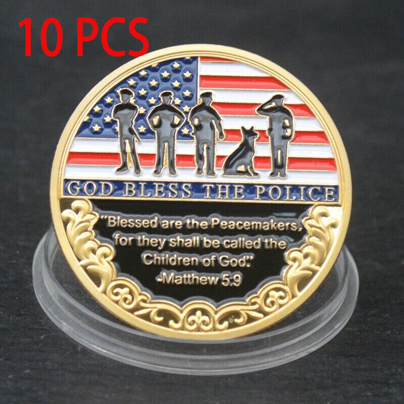 God Bless The Police Thank You for Your Service Appreciation Challenge Coin 10pc