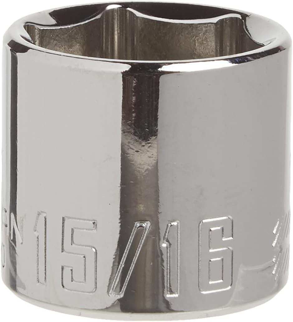 Shallow Socket SAE 3/8-Inch Drive 15/16-Inch 6-Point Metal Polished NEW