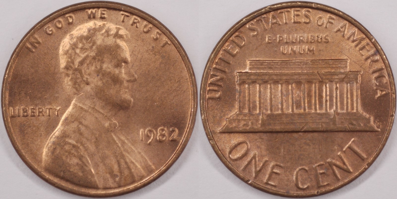 United States 1982 1 Cent [Bronze Large Date] Lincoln Memorial KM#201 Bronze