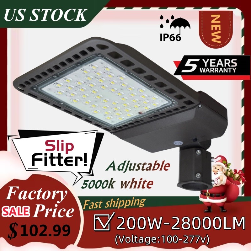 200W LED Parking Lot Shoebox Street Light Outdoor IP66 Lamp 5500K Fixture