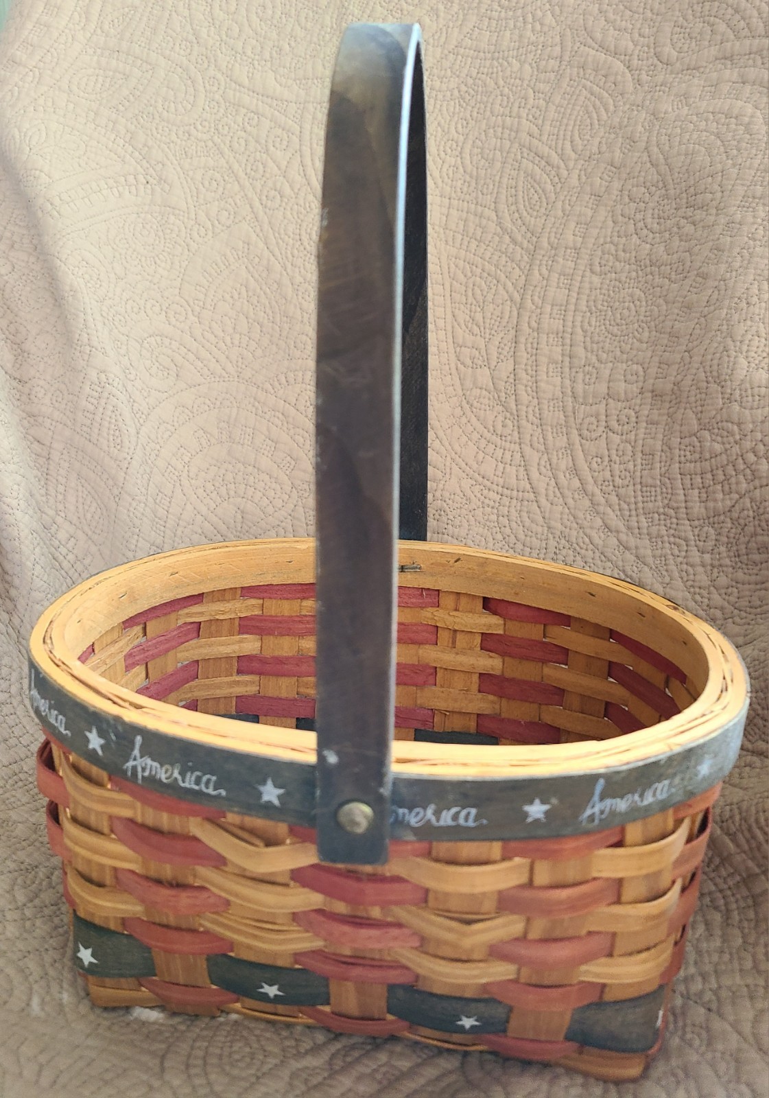 Woven Hand Basket Patriotic with handles