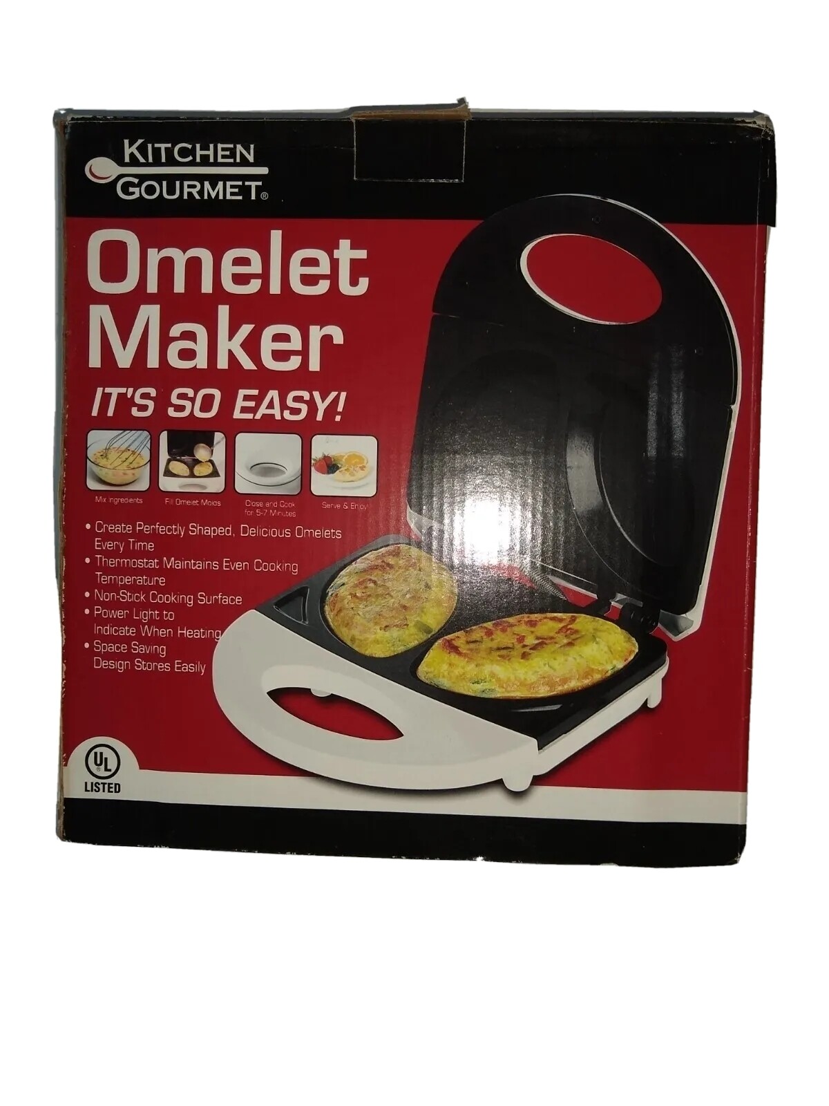 GOURMET BEST ELECTRIC OMELET MAKER WHITE COUNTER NEW in BOX Non stick Surface