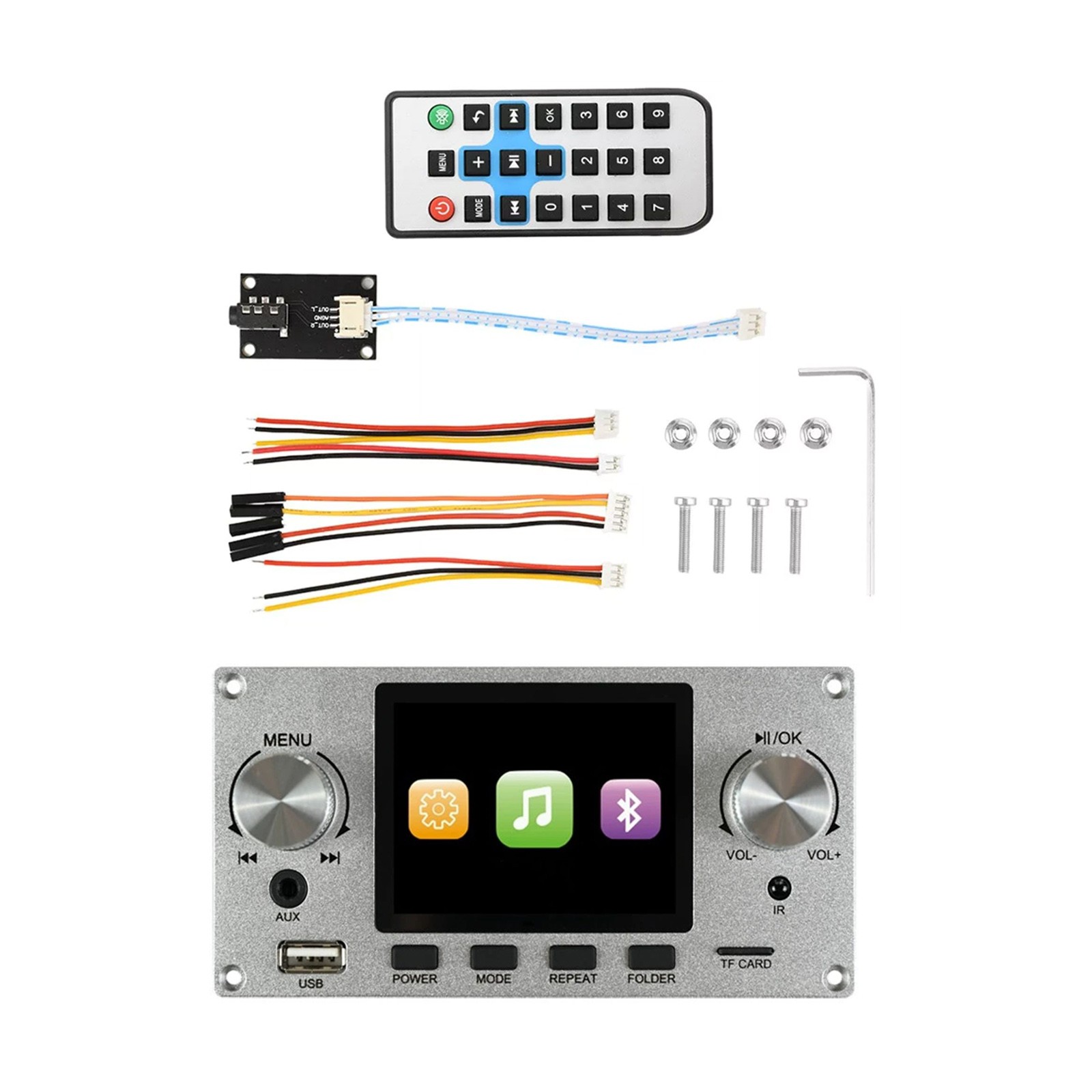 1set 2.8inch IPS Decoder Board Bluetooth MP3 TF USB Aux IR Audio Module