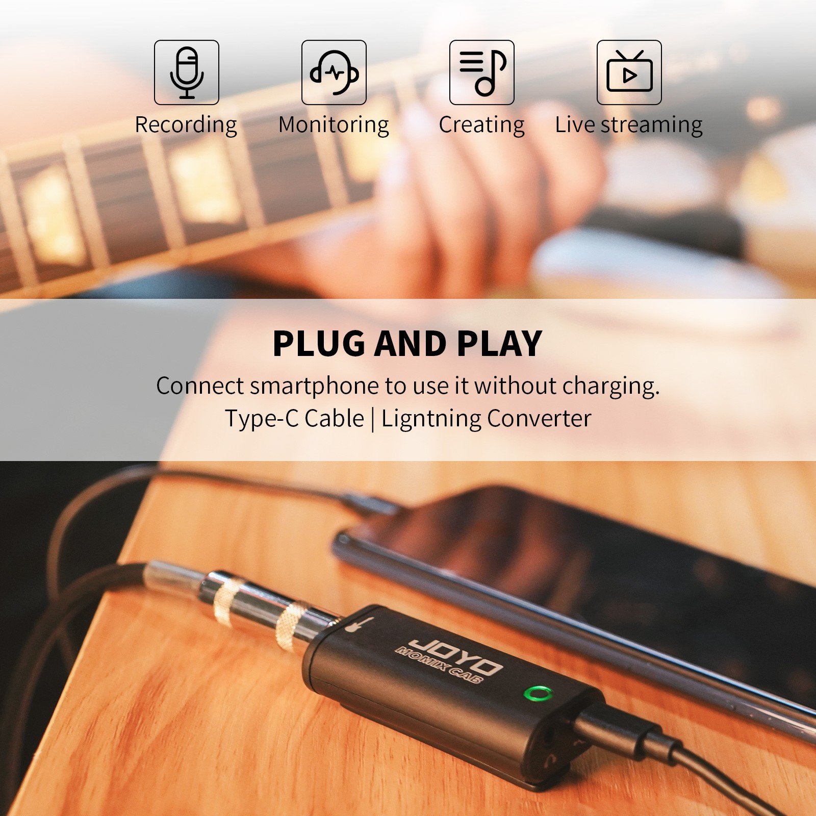JOYO Guitar Internal RecordingSound Card Guitar Audio Interface Pocket Type（OP）