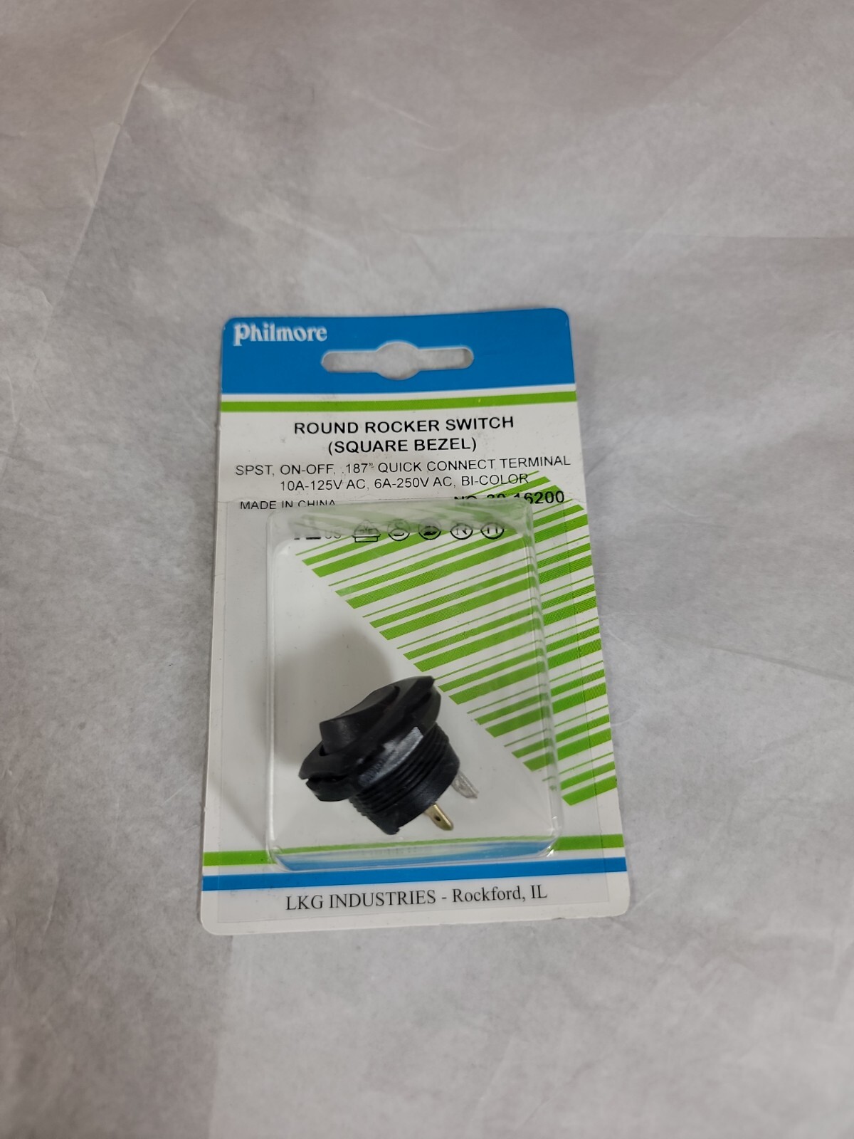 Philmore Square Bezel Round Rocker Switch 30-16200 SPST / On - Off