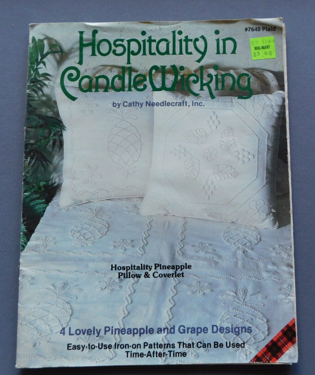 Hospitality in Candle Wicking: Pineapple & Grape  - 1982 Patterns - Plaid 7649