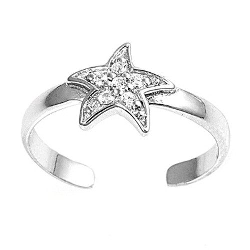 925 Sterling Silver ~ CZ Star ~ Celestial ~ Adjustable Toe Ring (Choose color)