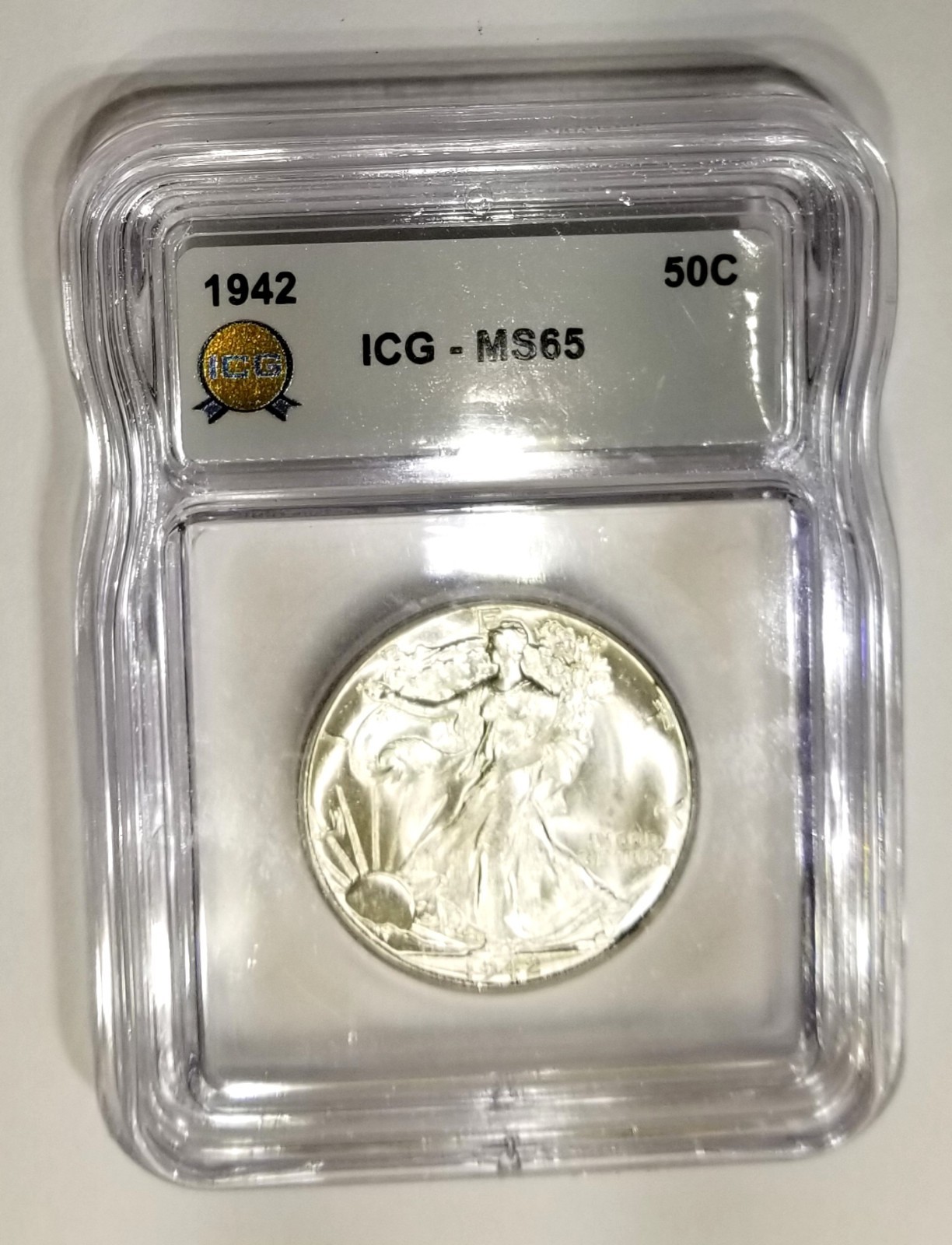1942 MS 65 Walking Liberty Half Dollar White Blazer ICG Super Nice