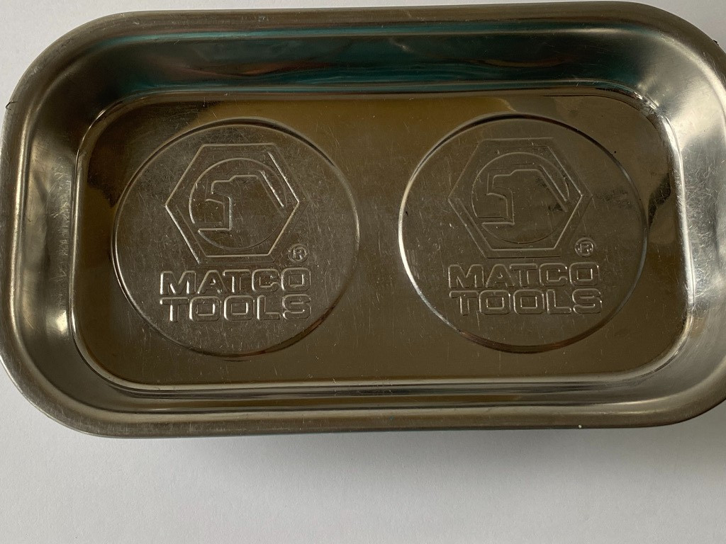 Vintage MATCO Tools Dual Magnetic Stainless Steel Parts Tray 9.5" x 5.5" x 2"