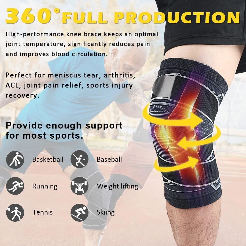 2Pcs Knee Sleeve Compression Brace Support For Sport Joint Pain Arthritis Relief