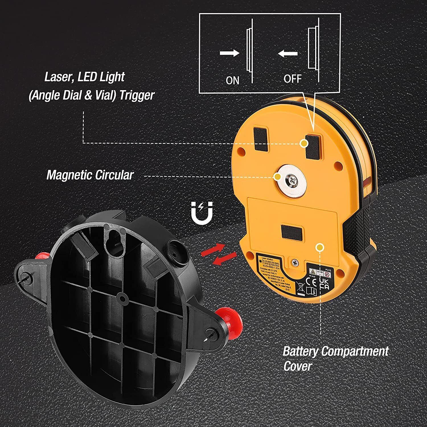 PREXISO Multi Surface Laser Level LED Light Vial 30Ft Horizontal Vertical Laser