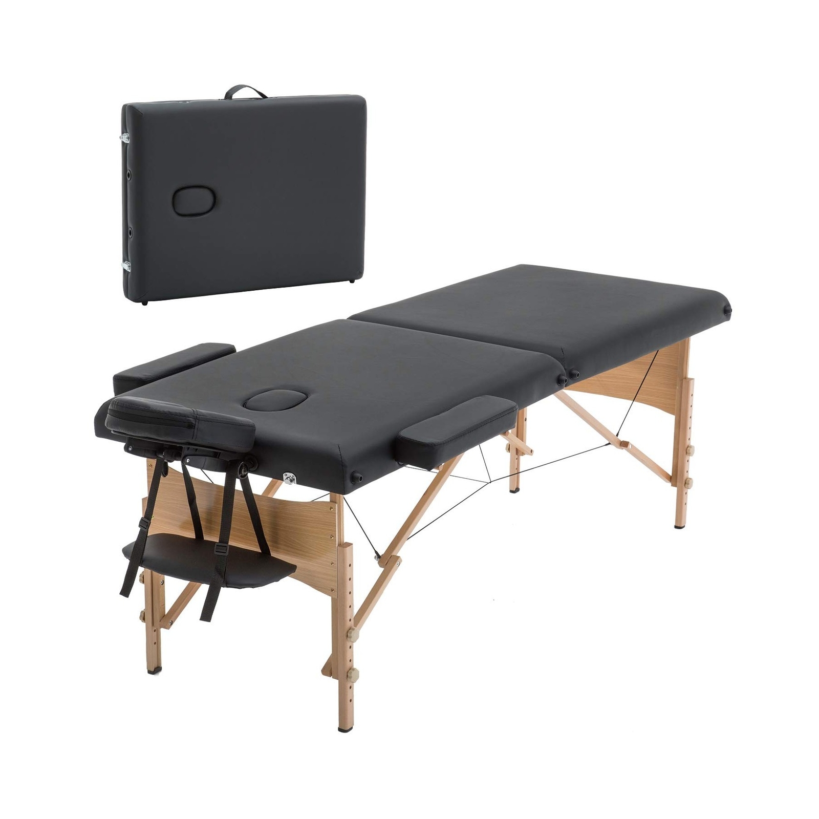 FDW 2 Fold Massage Bed Portable Lash Bed 28 Inch Wide Massage Table Height Ad...