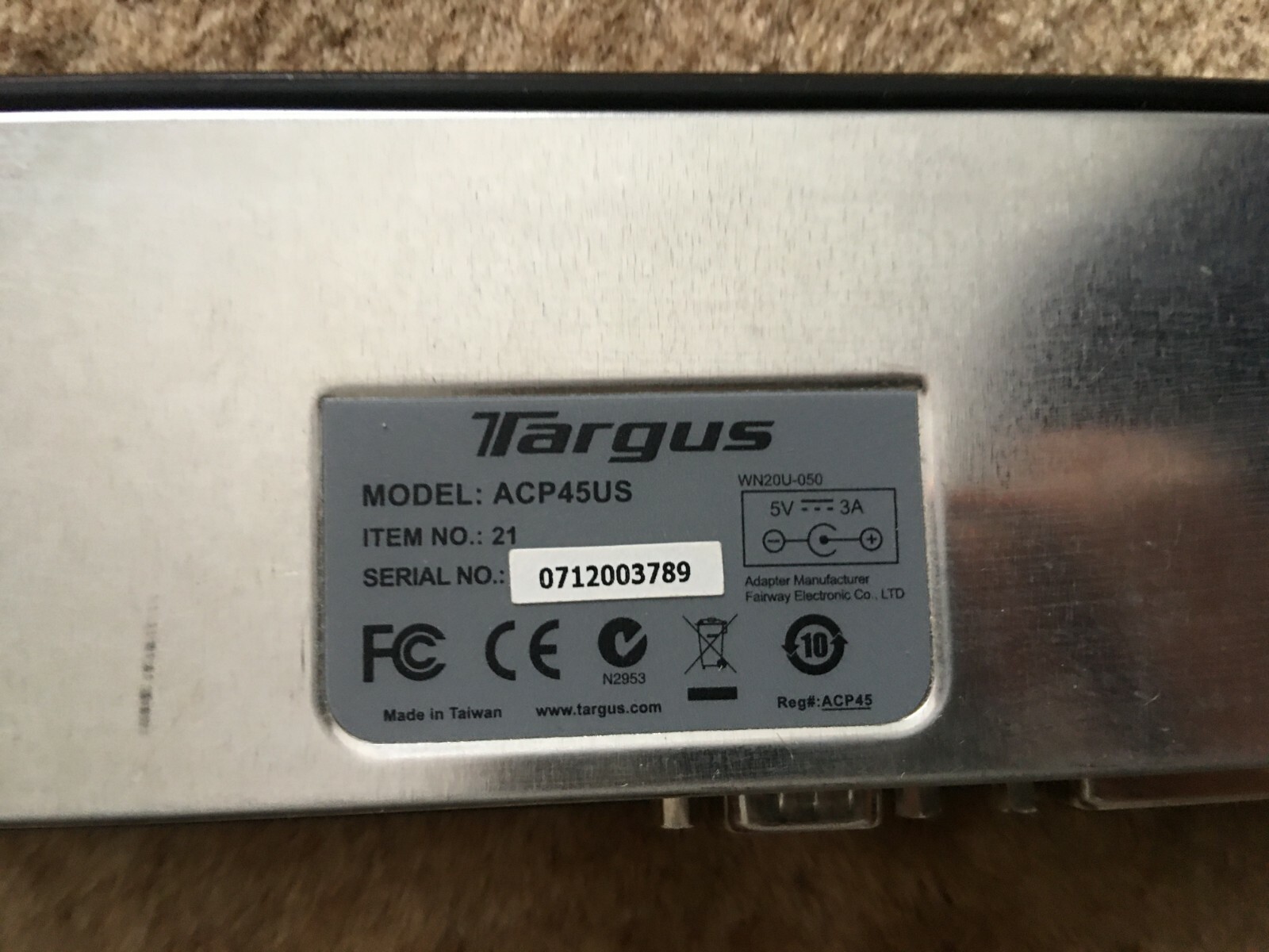 Targus ACP45US Docking Station Digital Audio ***Read