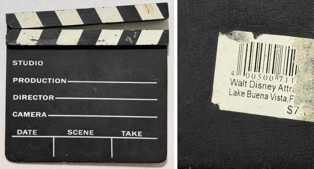 WALT DISNEY PARK SOUVENIR - WALT DISNEY MOVIE CLAP BOARD - VINTAGE WOODEN DISNEY
