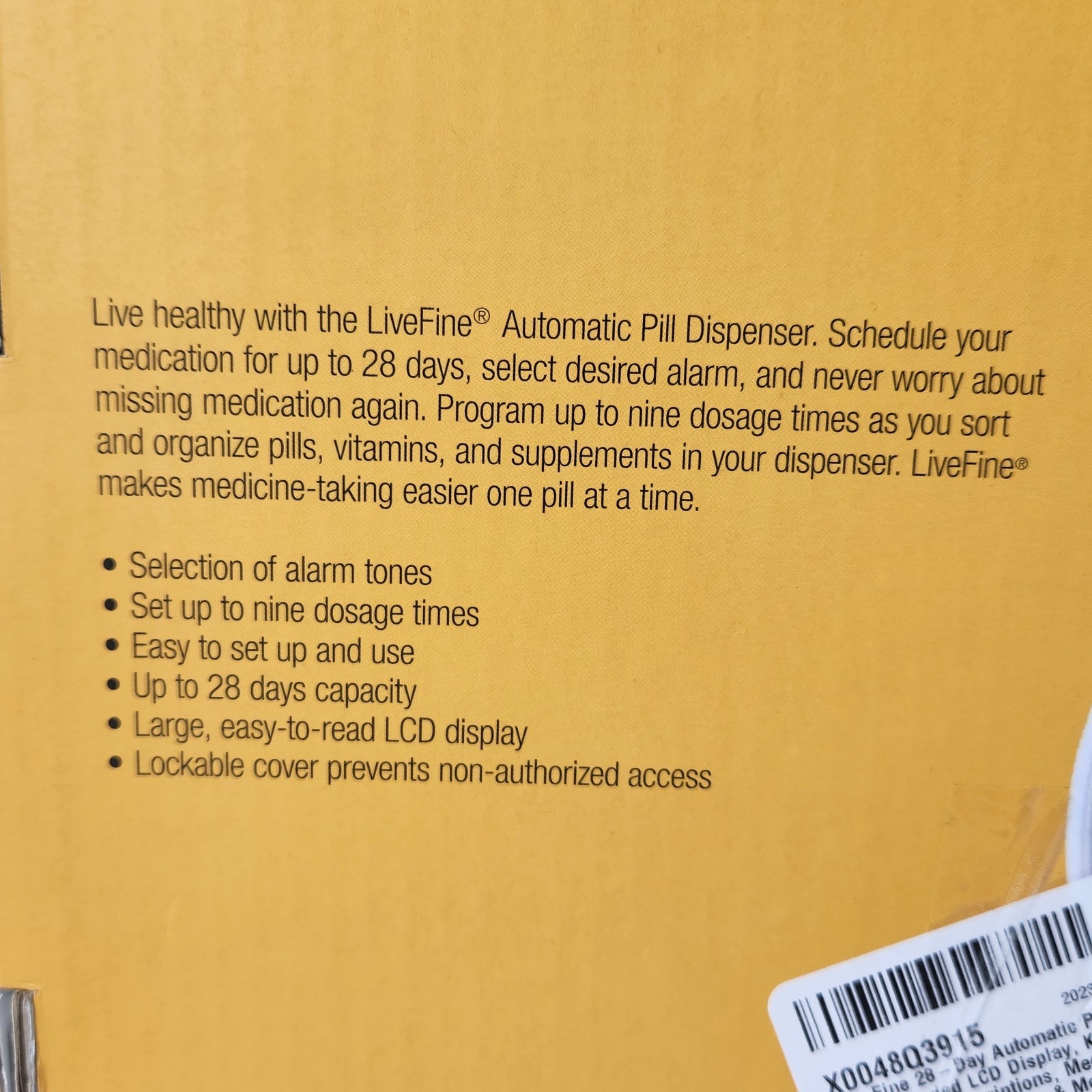LiveFine 28 Day Automatic Pill Dispenser Lockable Cover Alarm Complete EUC VIDEO