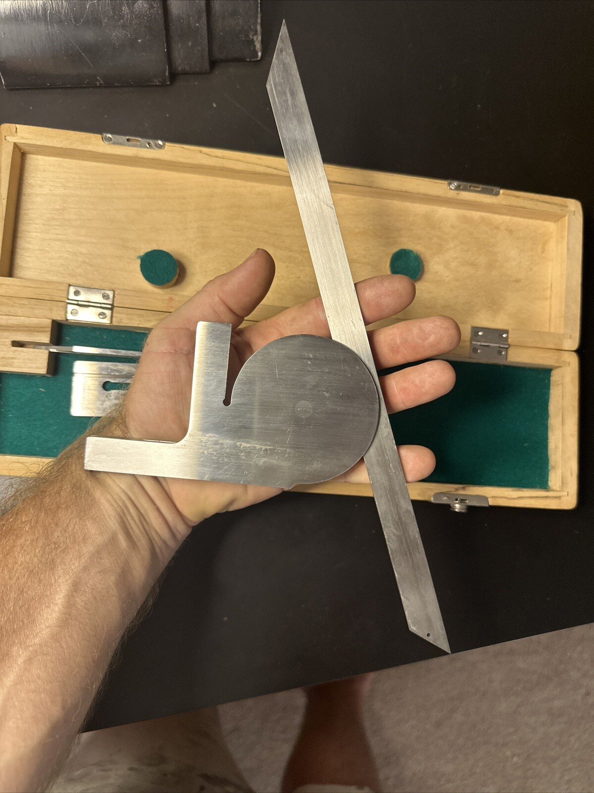 VIS BEVEL PROTRACTOR SET 6” & 12” Machinist Tool Maker Box Find POLAND
