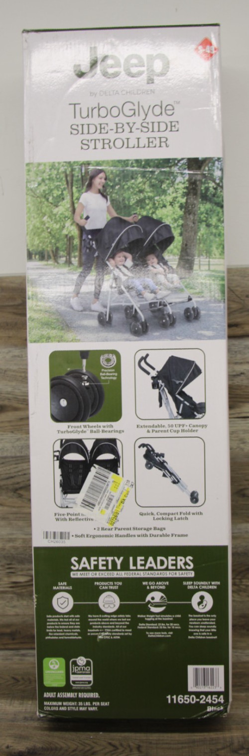 Jeep Turboglyde Side by Side Double Stroller 11650-2454 Black