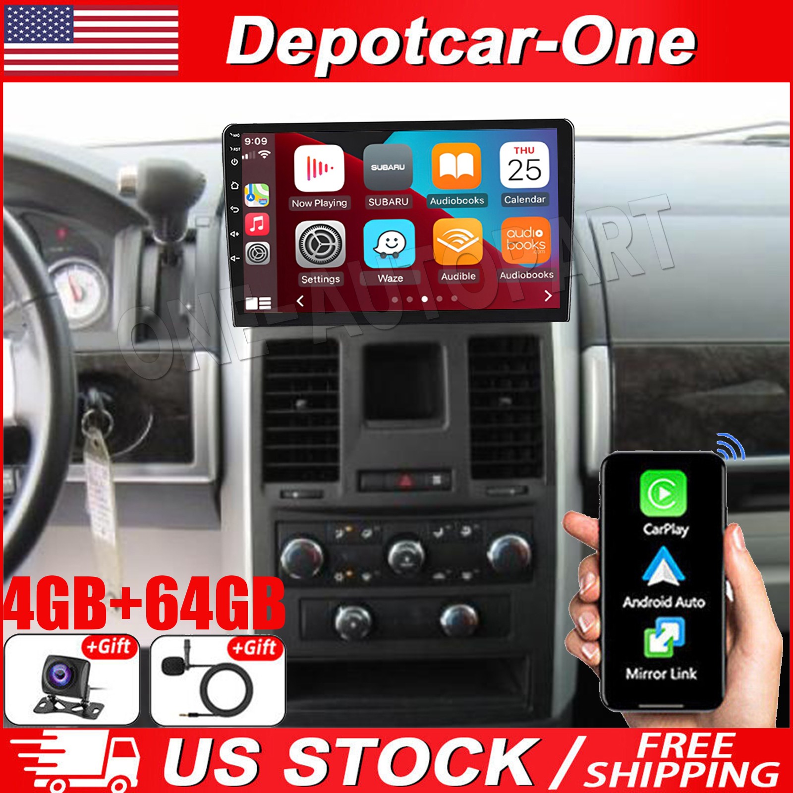10'' Car Radio Stereo For Dodge Grand Caravan 2008-10 Android 13 CarPlay GPS 64G
