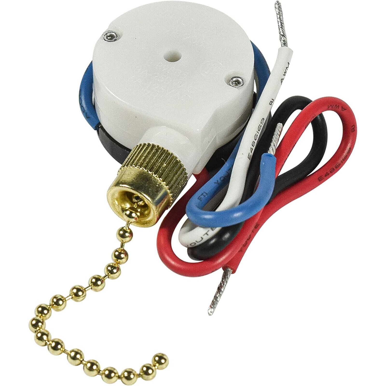 Ceiling Fan Switch for Zing Ear ZE-208s E89885 3-Speed 4-Wire Pull Chain Light