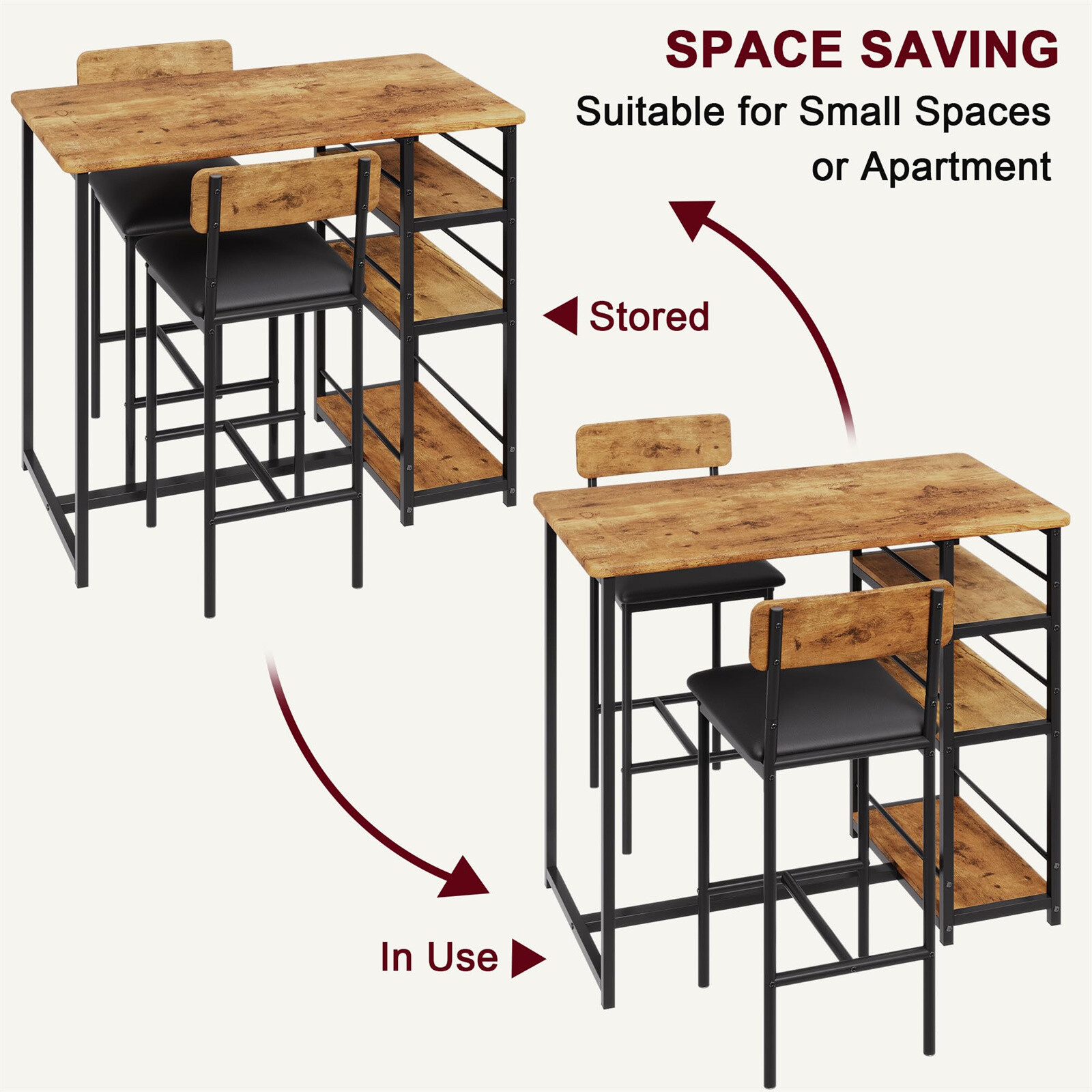 ✅Dining Table Set for 2 Kitchen Table Set with 2 Upholstered Chairs Pub Table Se