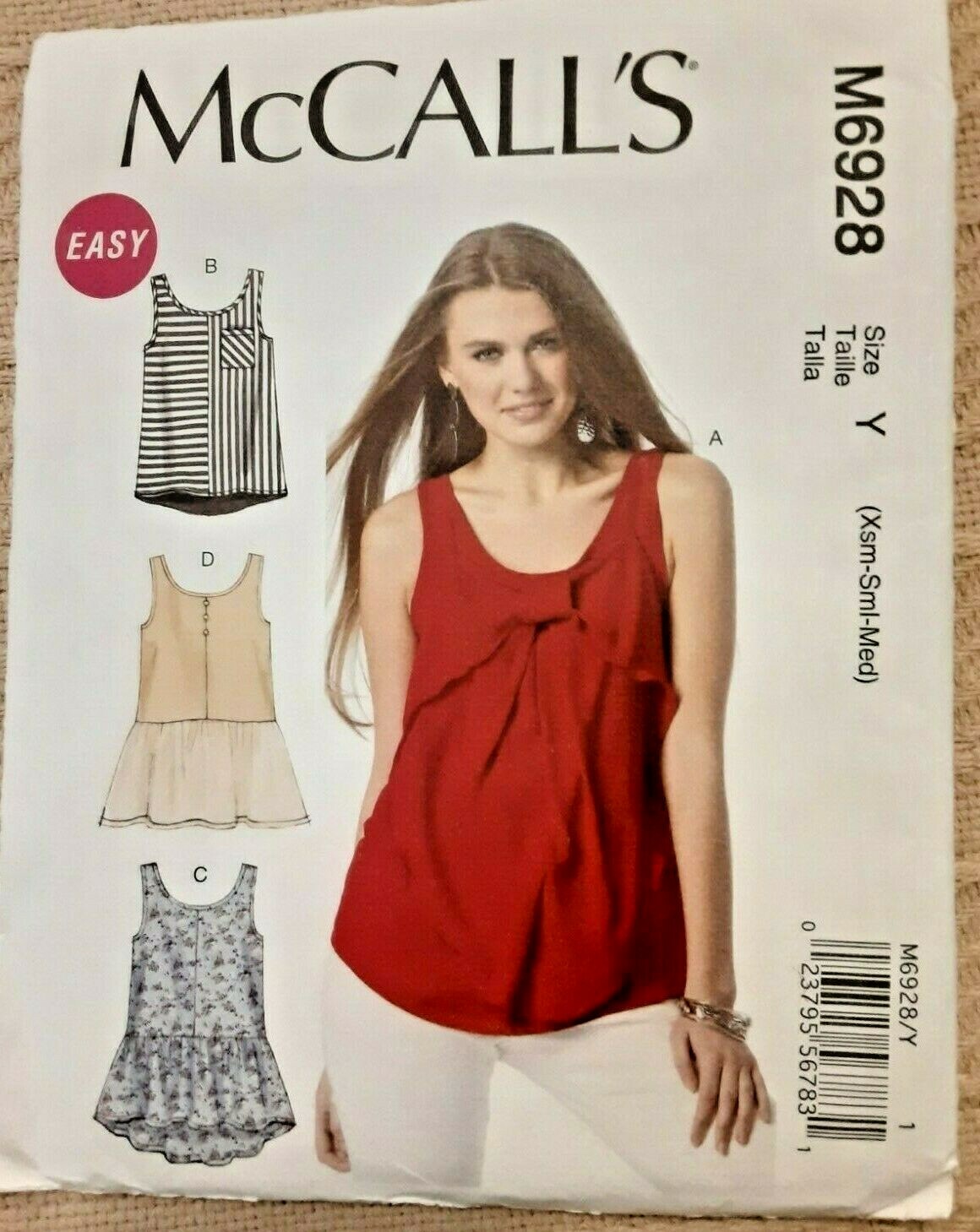 McCall's Pattern 6928 Misses' Top & Tunic Sewing Project Size XSM - MED (H)